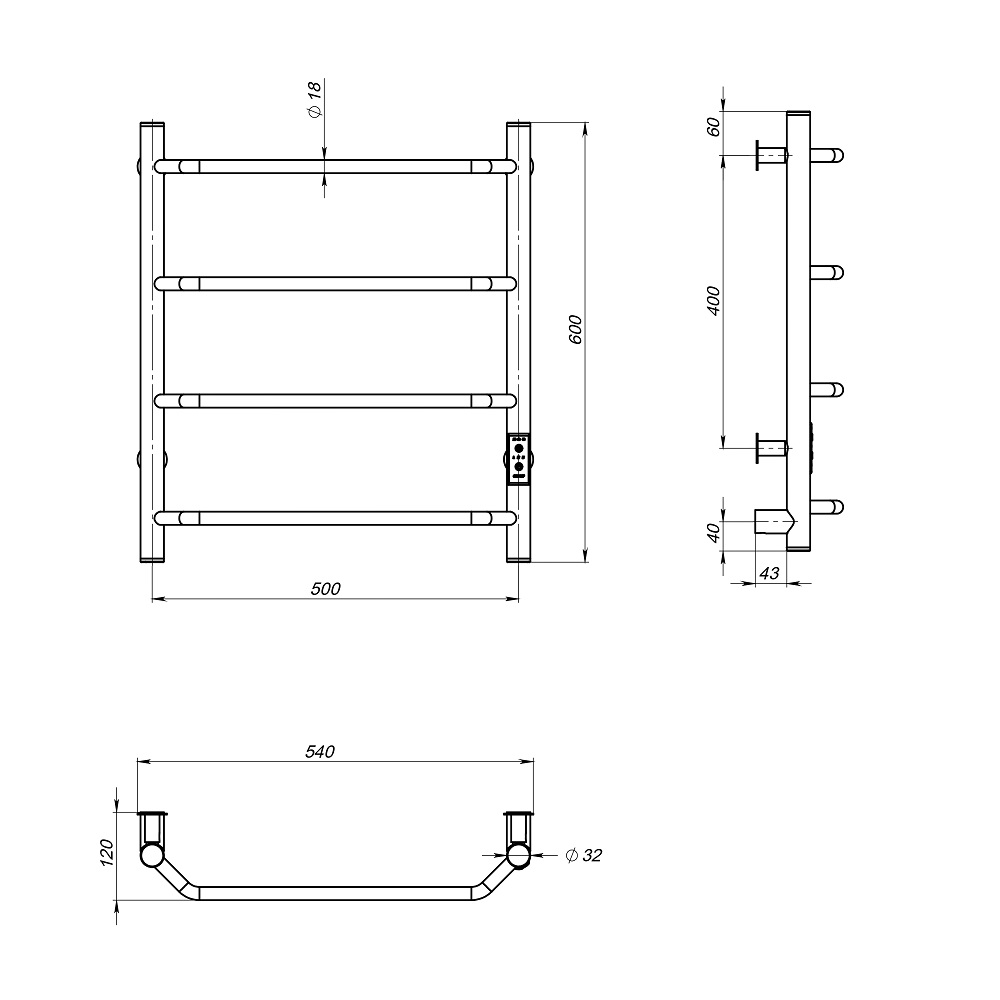 Полотенцесушитель Пэк сп 6 60х50 белый ВГП