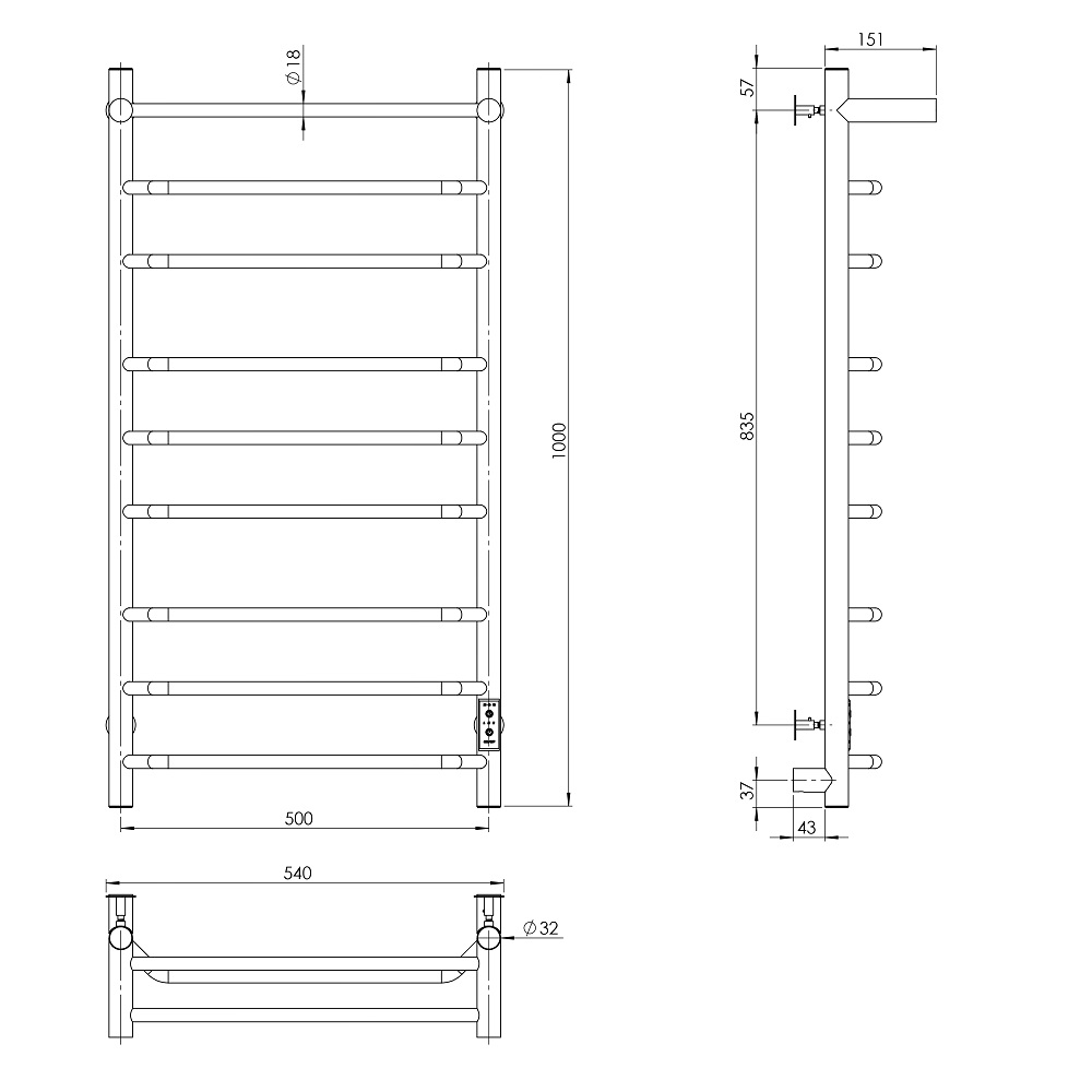 Полотенцесушитель Браво Пэк сп 3 П 100х50